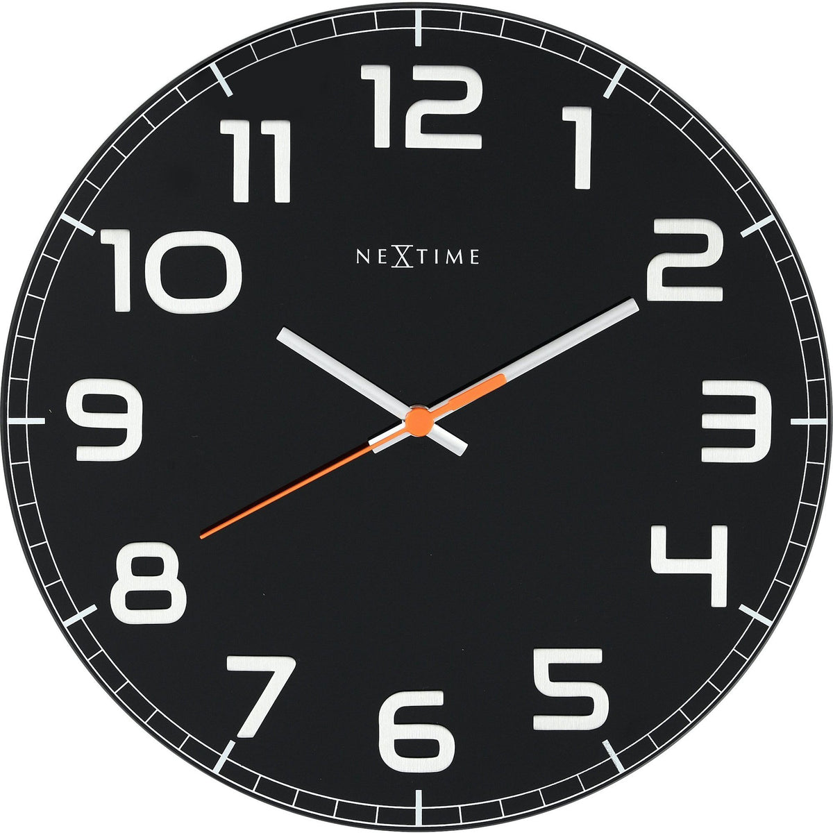 NeXtime - Wall clock – 30 x 3.5 cm - Glass - Black - &#39;Classy Round&#39;