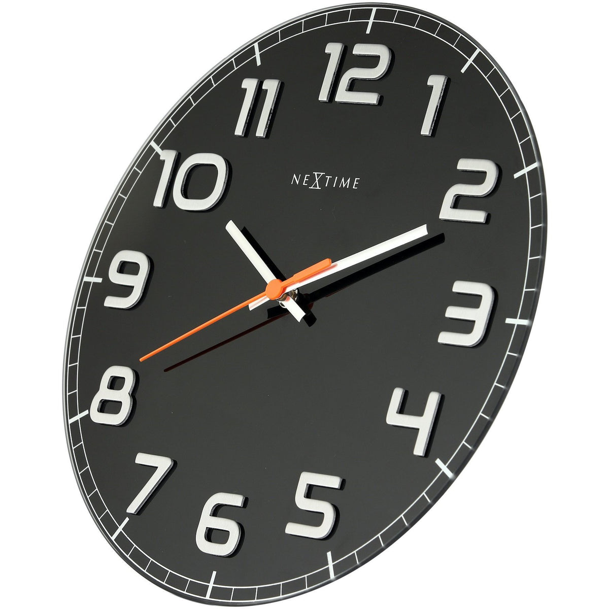NeXtime - Wall clock – 30 x 3.5 cm - Glass - Black - &#39;Classy Round&#39;