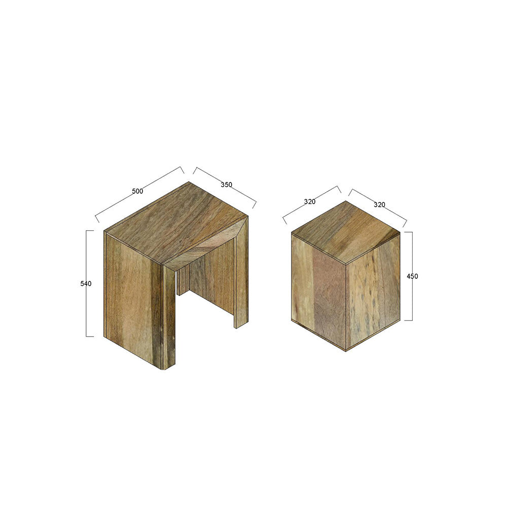 Dakota Mango Wood Cube Nest of Tables