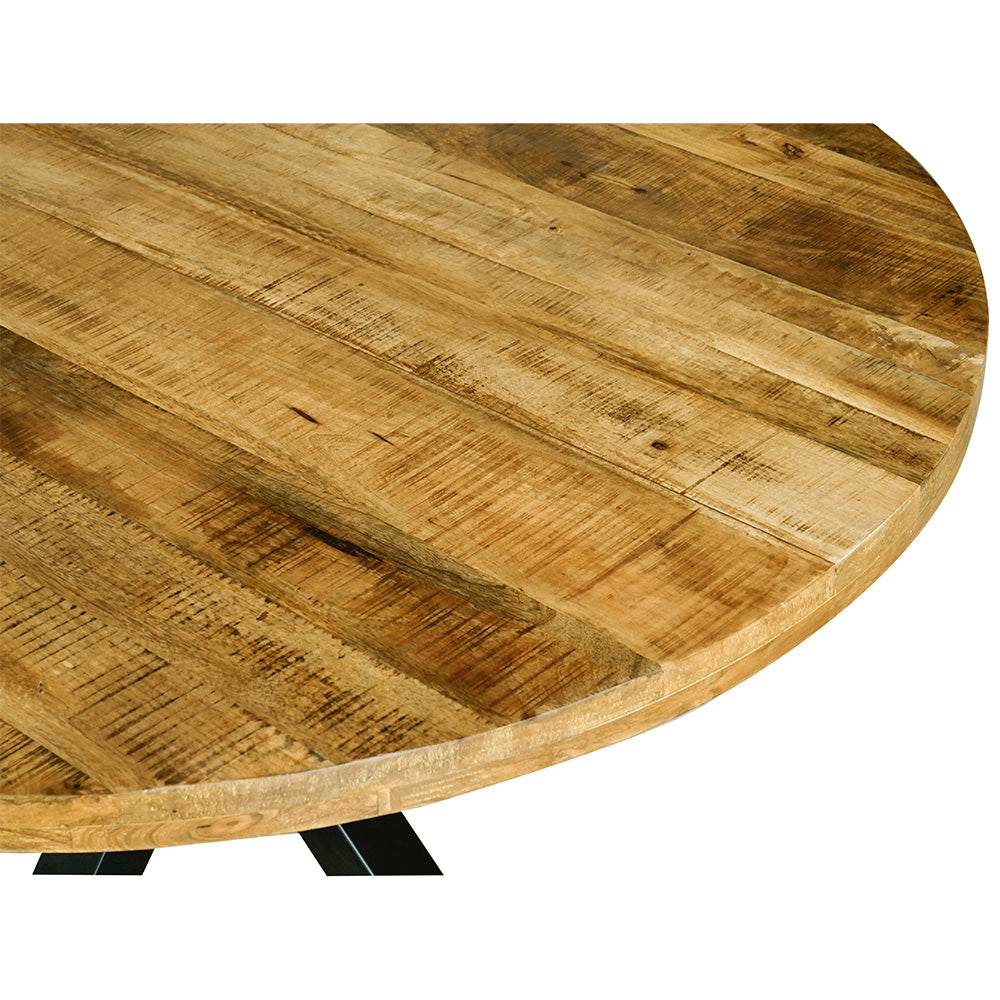 Industrial Mango Wood Round Dining Table 130cm