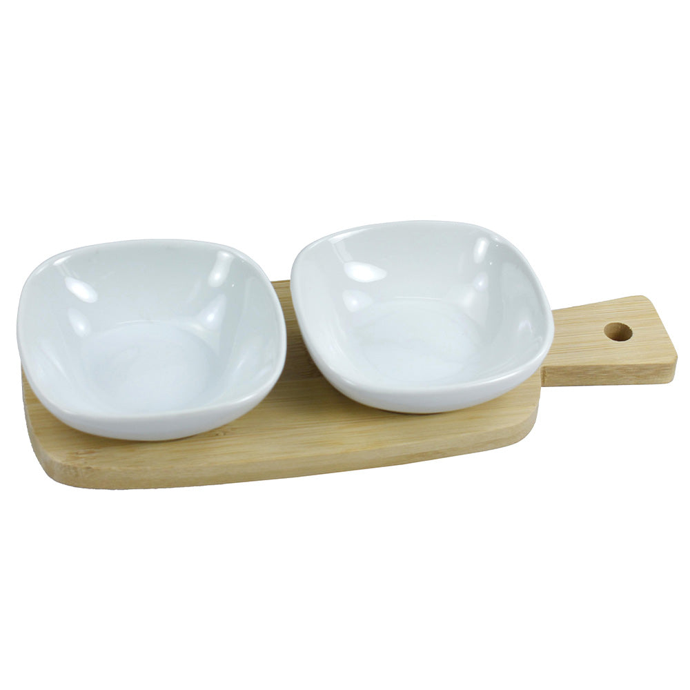 Set of 2 Appetizers Serving Dishes with Tray