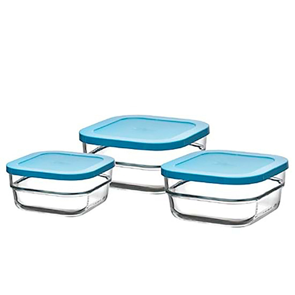 Set Of 3 Glass Food Containers With Lid