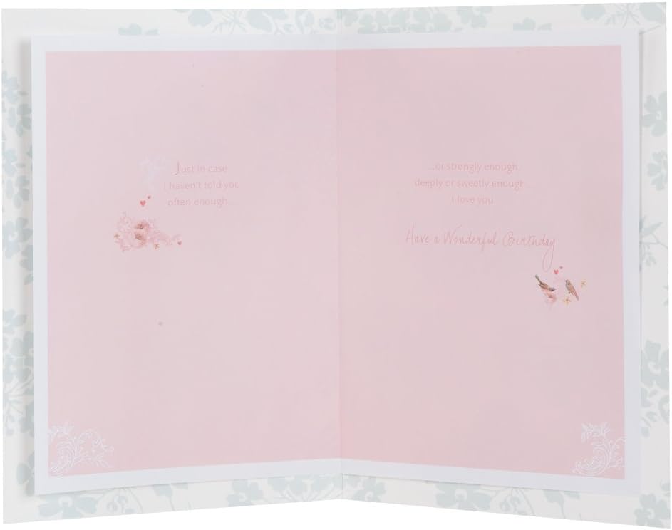 Hallmark Medium Woman In My Life Traditional Iridescent Glitter Pink Bow Attachment Linen Effect Birthday Card