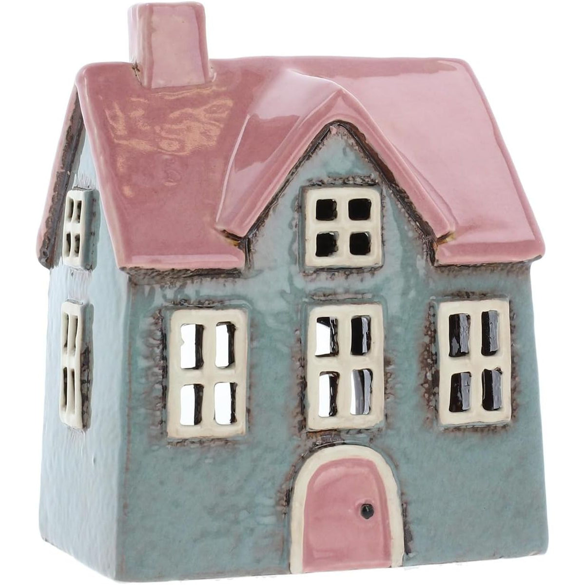 Village Pottery Bright Grey & Pink Candle Tealight House