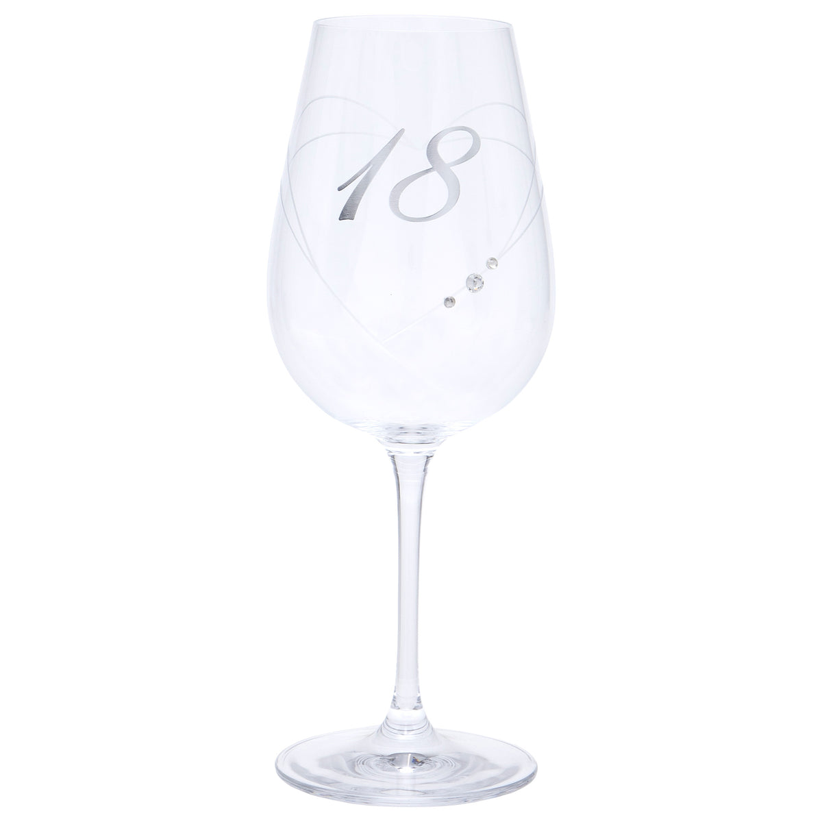 18th Birthday Etched Heart Wine Glass