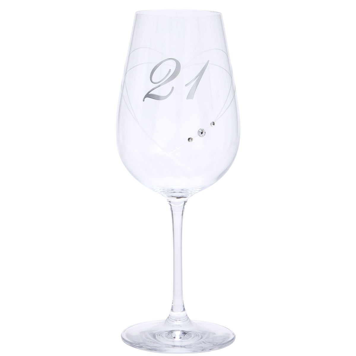 21st Birthday Etched Heart Wine Glass