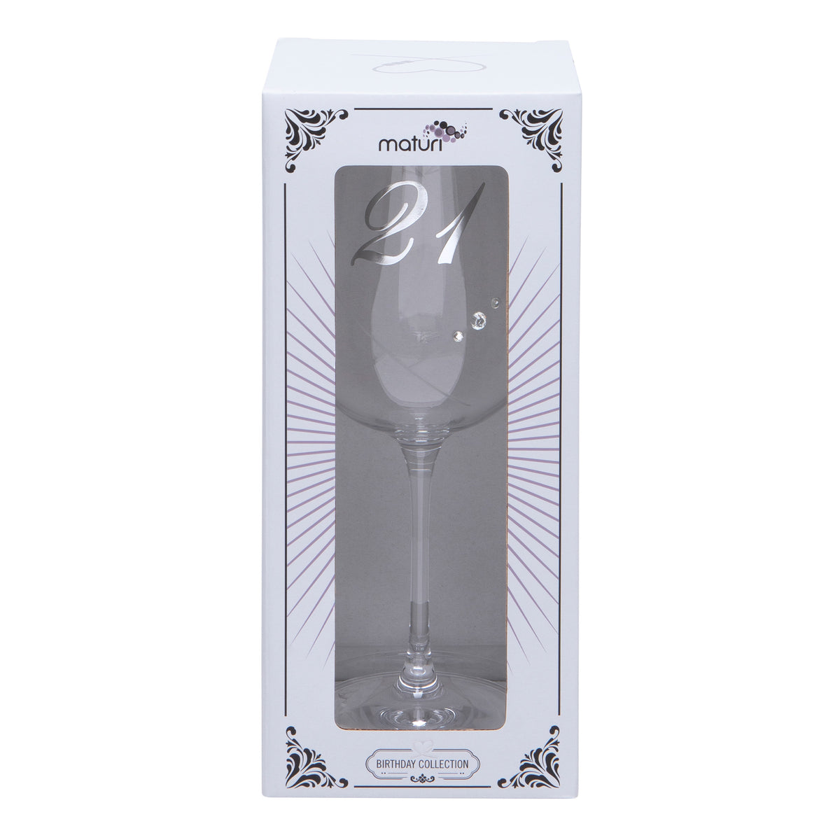 21st Birthday Etched Heart Wine Glass