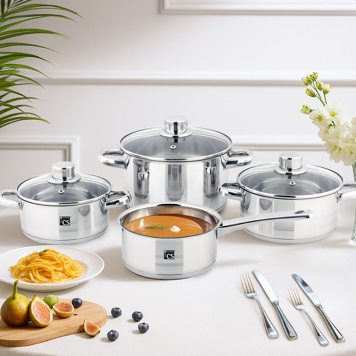 Belm Stainless Steel Cookware, Utensil & Accessories Set - 16 Piece