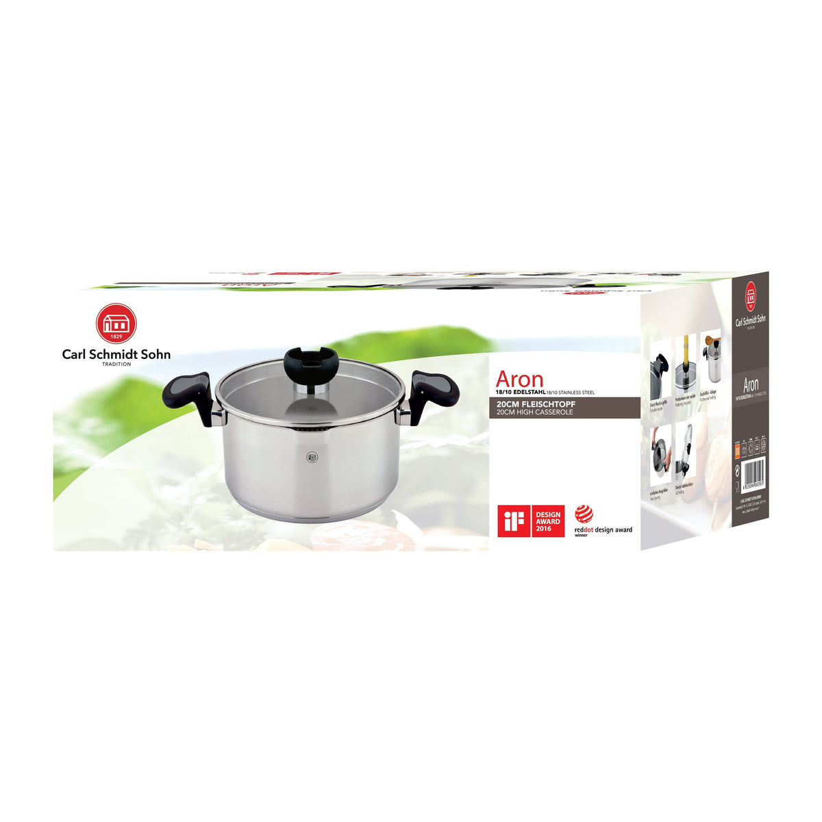 Aron Lift & Pour Stainless Steel Casserole Pan - 20cm