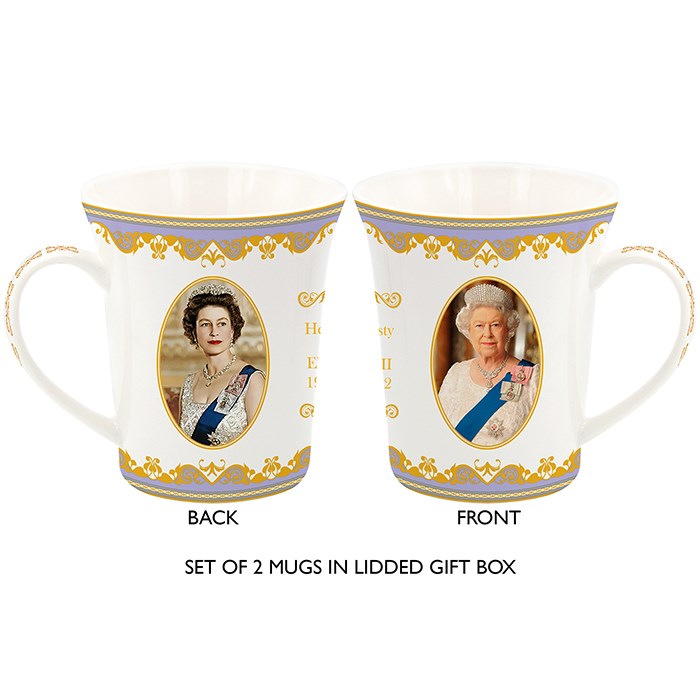 Queen Elizabeth II Fine China Mug - Set of Two