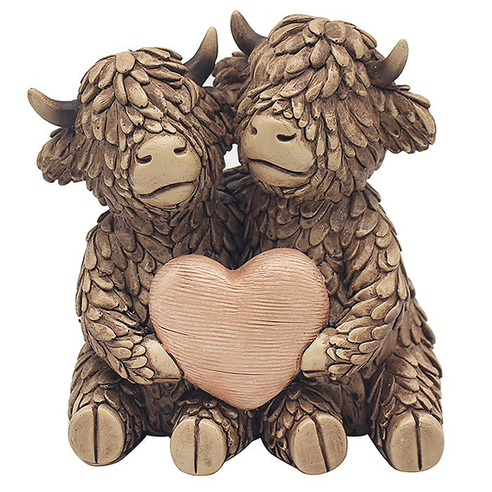 Highland Cow with Heart Figurine Ornament