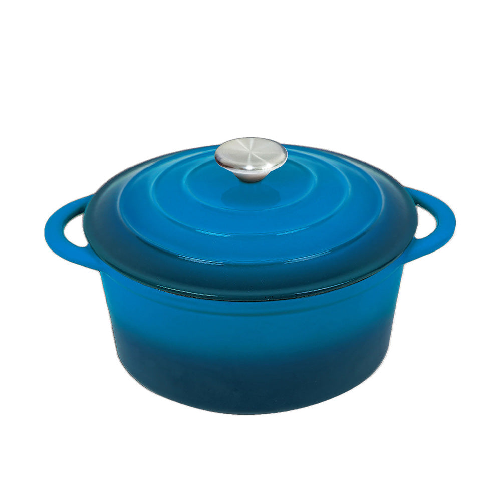 Cast Iron Casserole Dish in Blue - 24cm