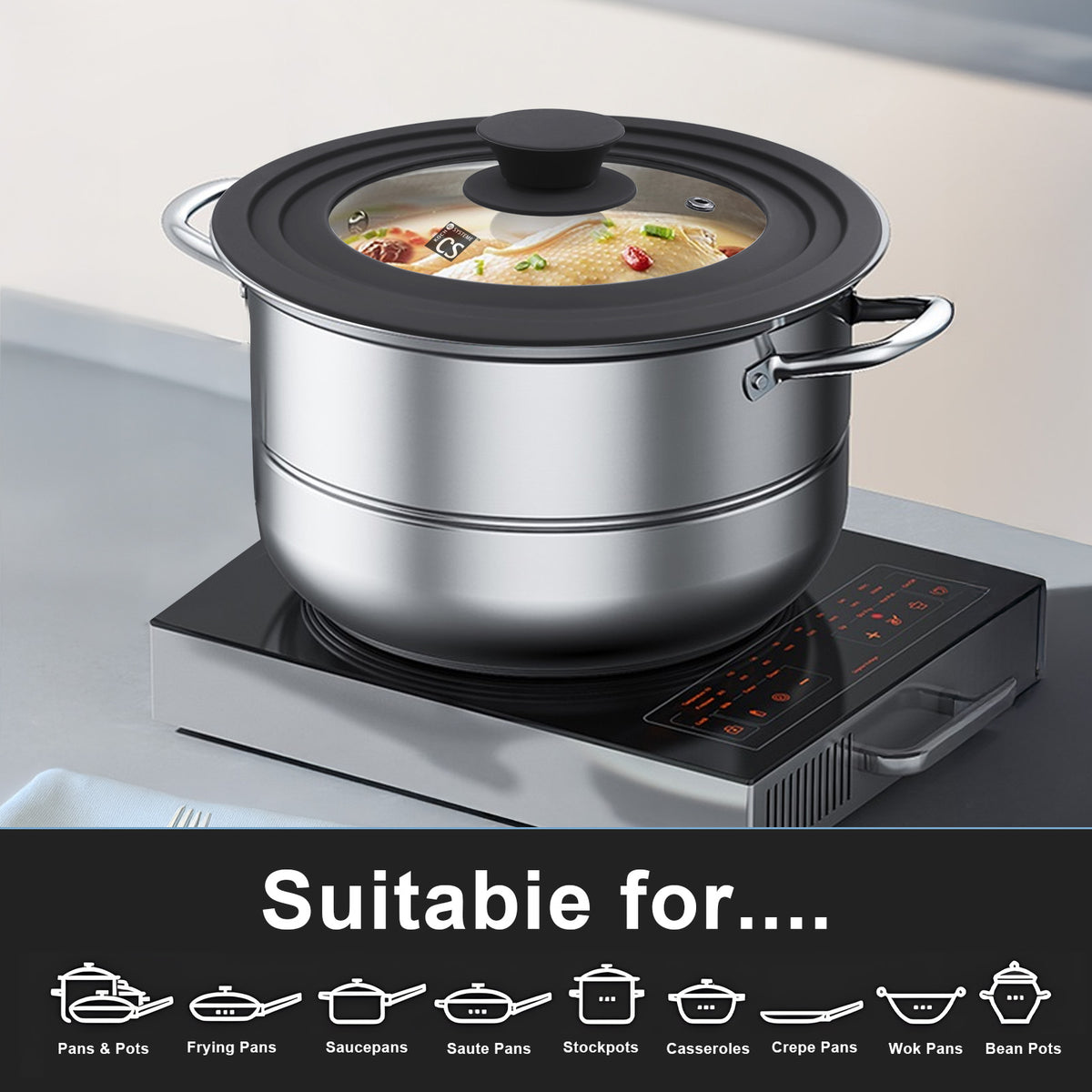 Sola Universal Glass Lid for Saucepan - 28/30/32cm