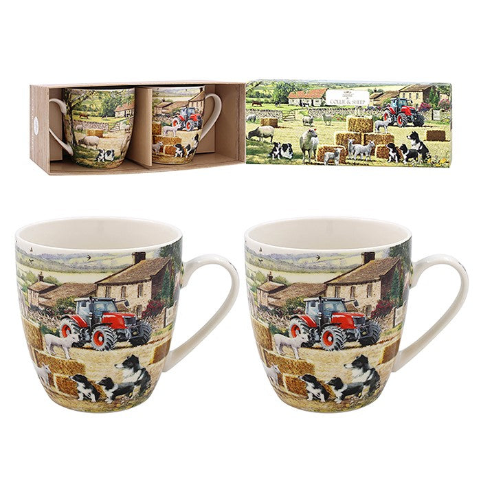 Collie & Sheep Mugs - Set of 2