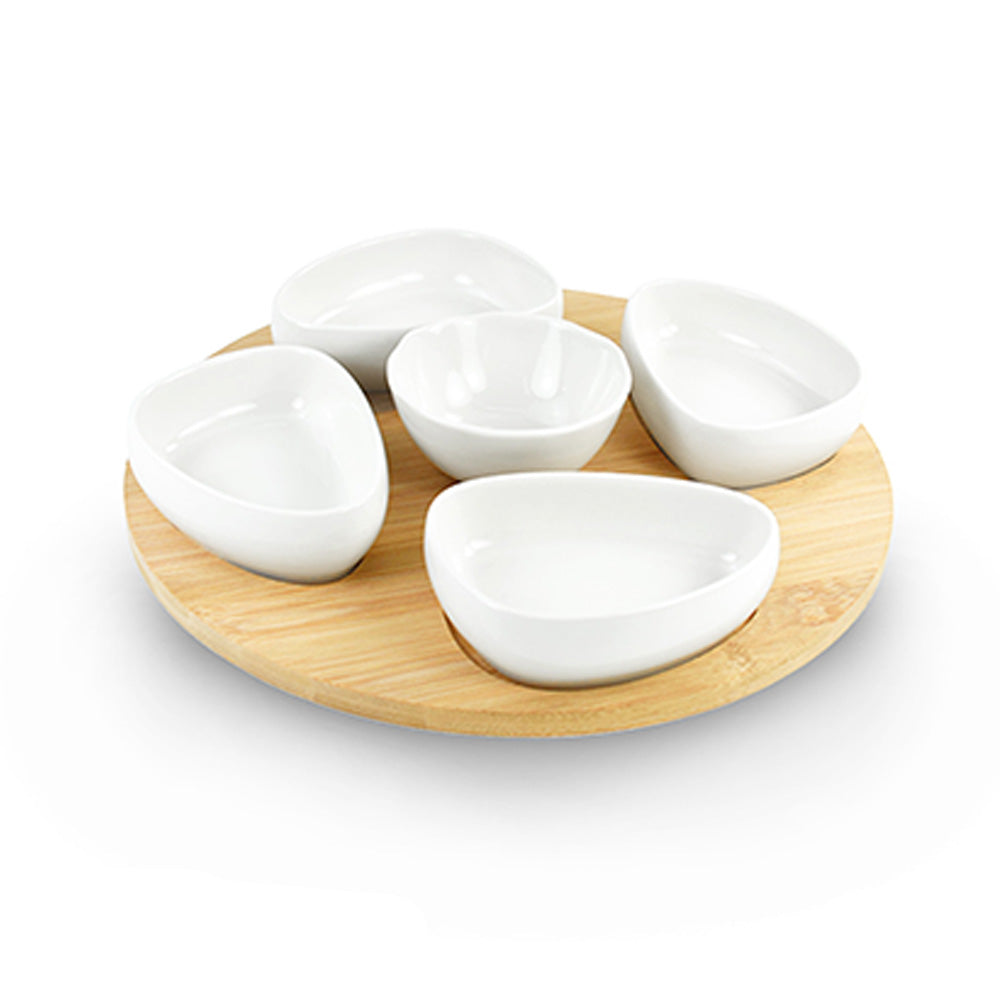 Set of 5 Appetizers Serving Dishes with Tray