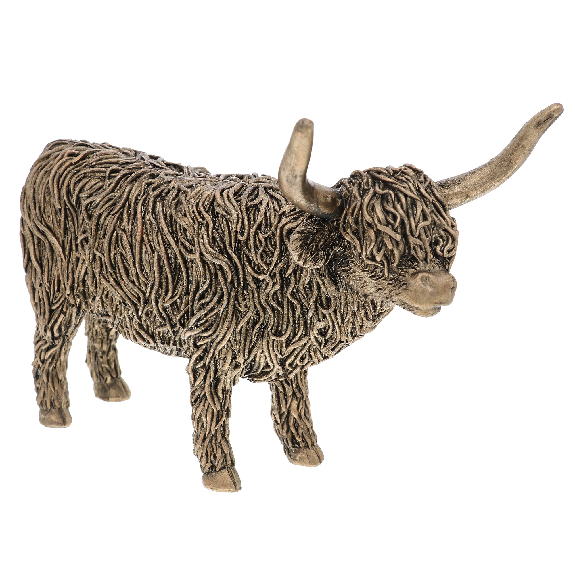 Bronze Standing Highland Cow Ornament - Small