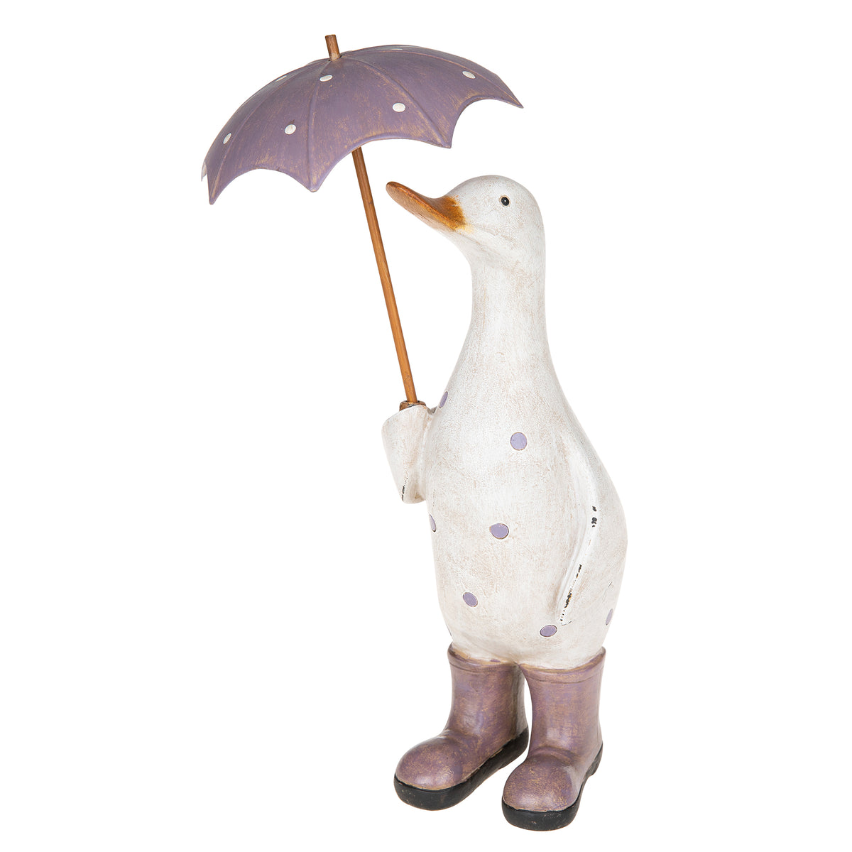 Lilac Polka Dot Duck Ornament with Umbrella