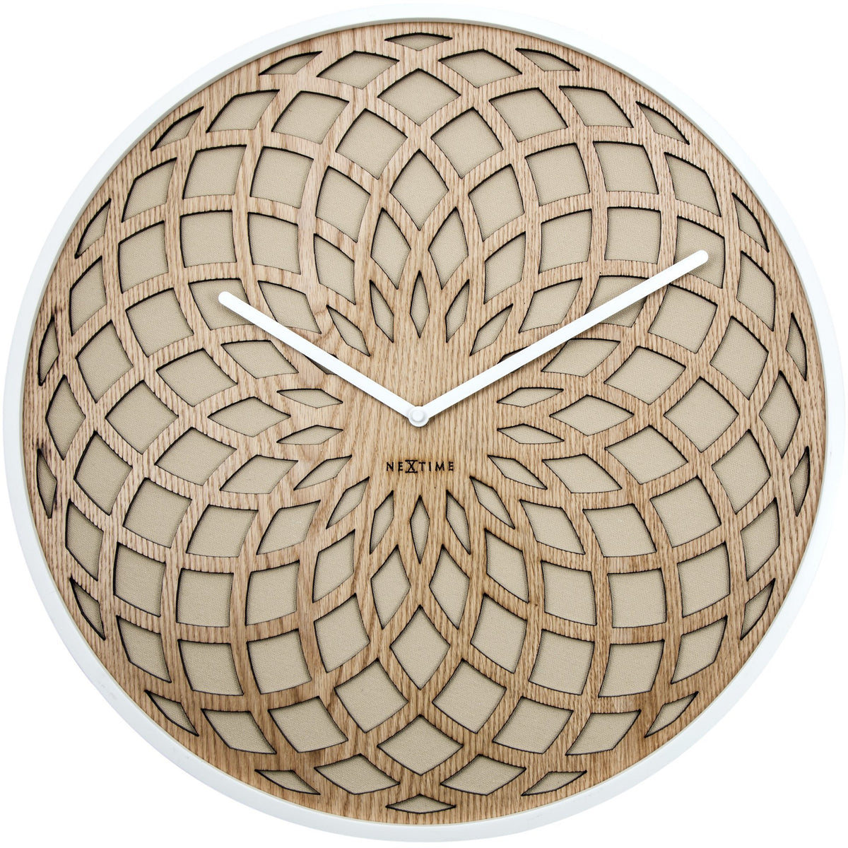 NeXtime - Wall clock – Ø 50 cm - Wood &amp; Fabric - Beige - &#39;Sun Big&#39;