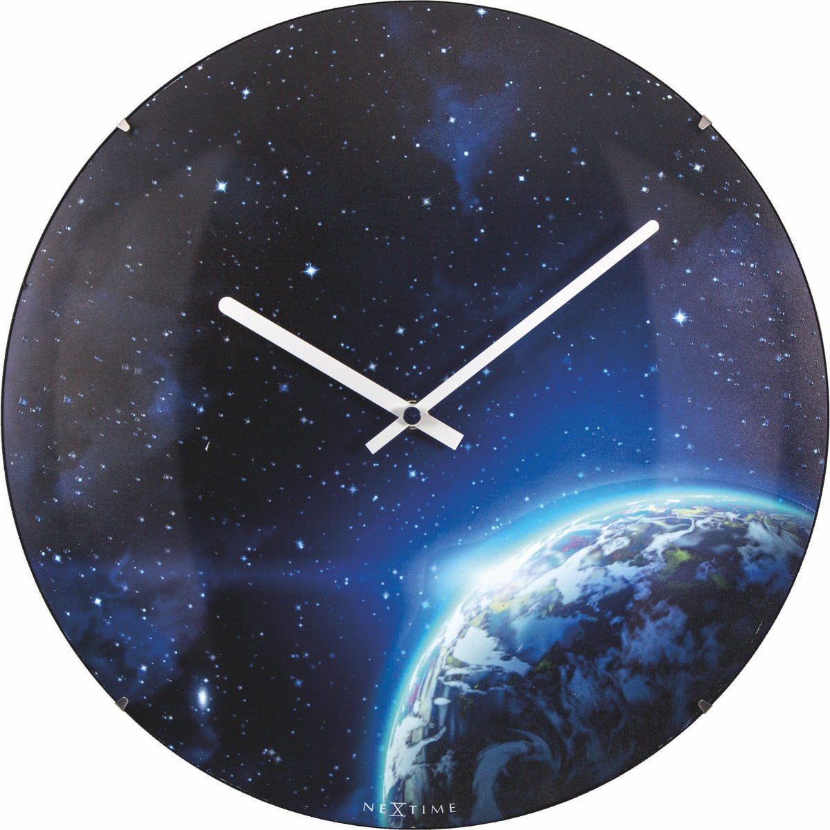 NeXtime - Wall clock - Ø 35 cm - Dome Glass - Glow-in-the-dark-  &#39;Globe dome&#39;