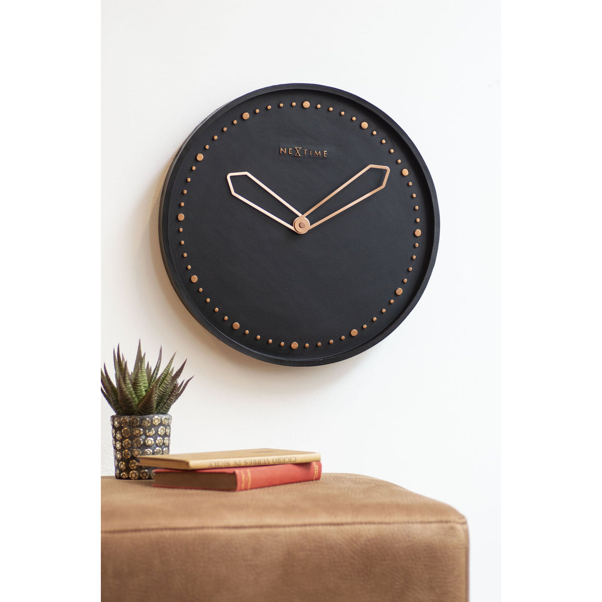 NeXtime - Wall clock - Ø 35 cm - Polyresin – Black – &#39;Cross&#39;