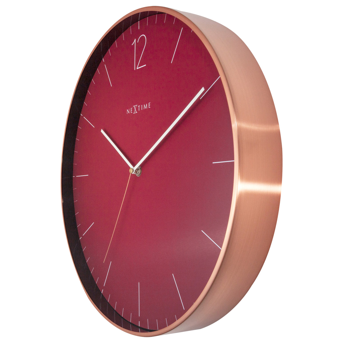 Large Wall Clock - Red  - Silent - Metal/Glass - 40 cm -Essential Copper XXL - NeXtime