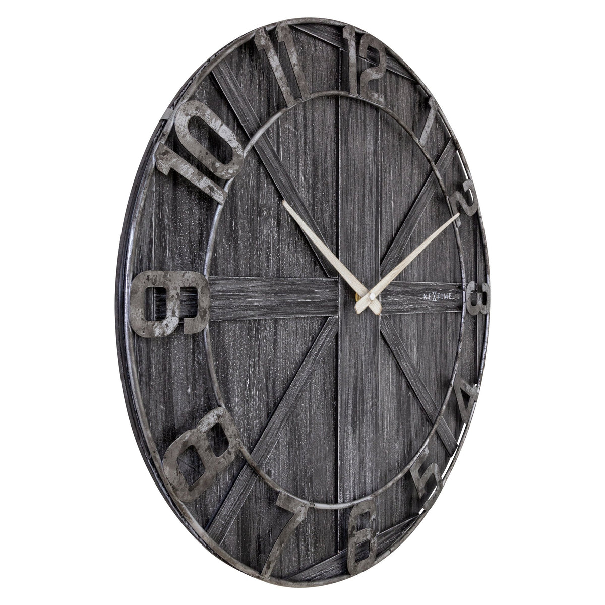 Large wall clock - 50cm - Silent - Black - Wood - Metal - &quot;York&quot; - NeXtime