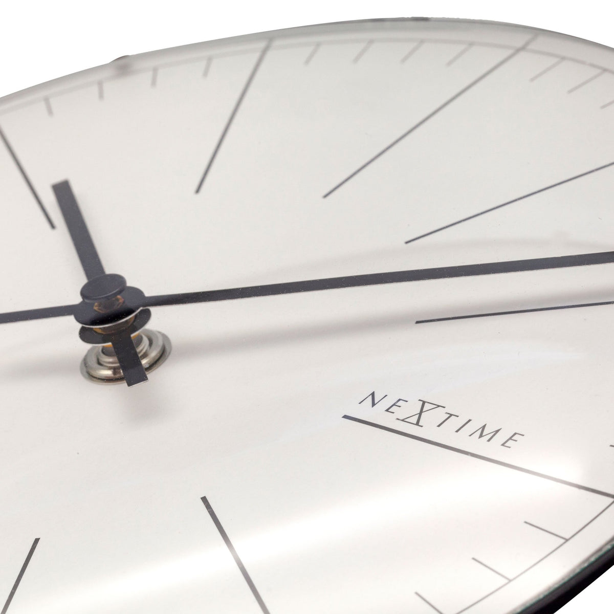 NeXtime - Wall clock/ Table clock- Ø 20 cm- Glass – Dome Shaped Glass- White – &#39;Big Stripe Mini Dome&#39;