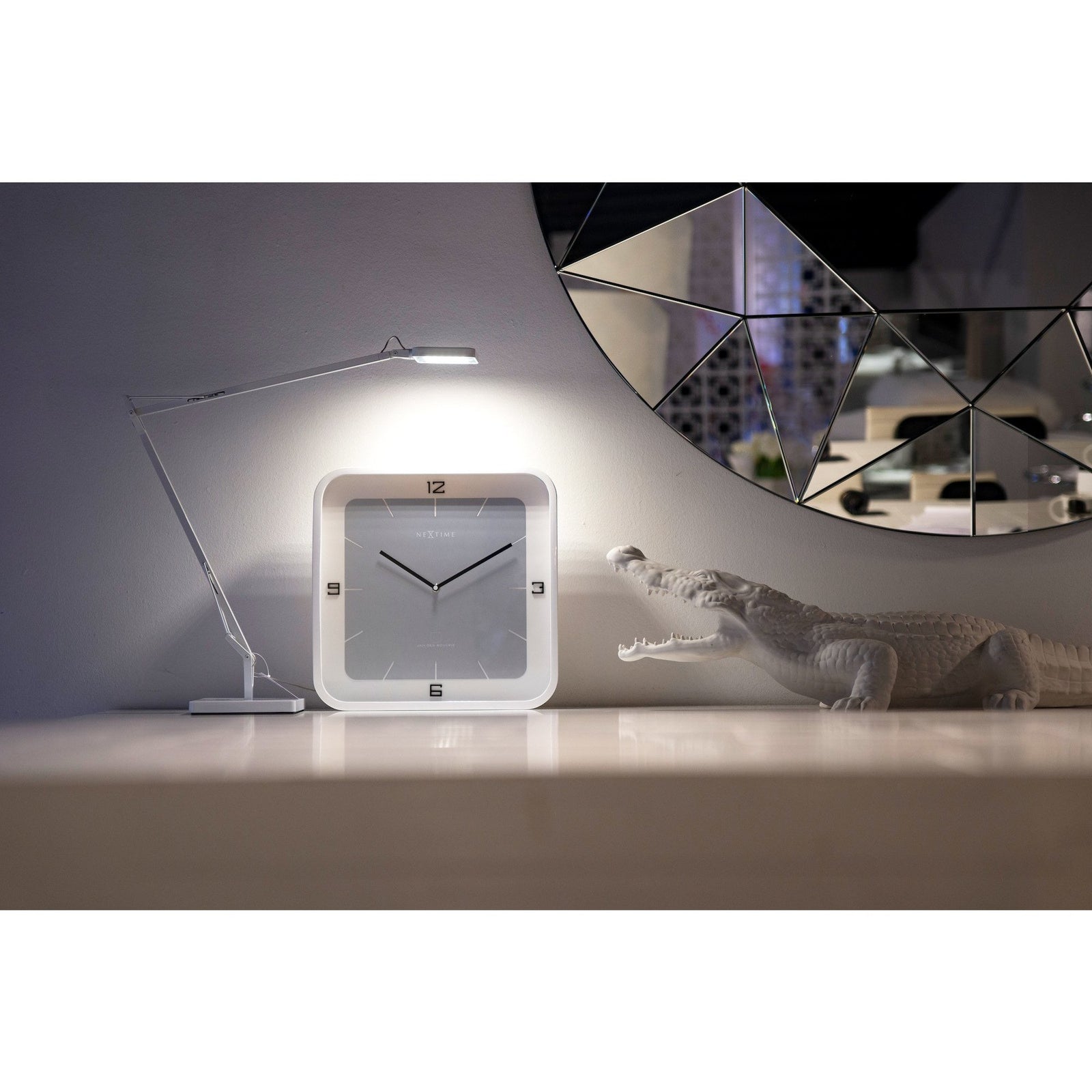 NeXtime - Wall clock - 40 x 40 x 4 cm - Wood - White - 'Square Wall'