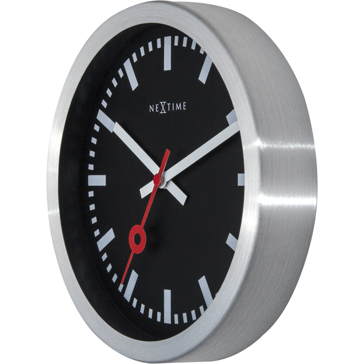 NeXtime - Wall clock/Table clock- Ø 19 cm – Aluminum – Black – &#39;Station Stripe&#39;