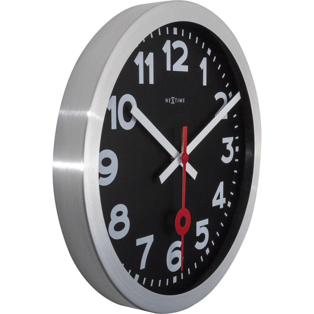 NeXtime - Wall clock - Ø 35 cm – Aluminum – Black – &#39;Station Numbers&#39;