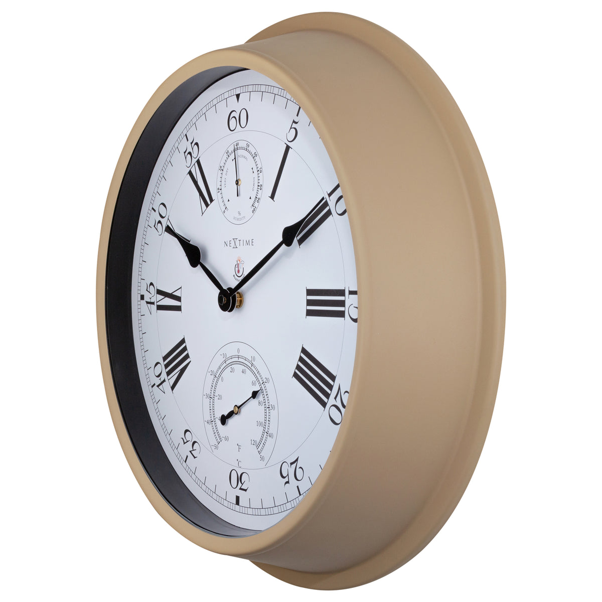 Wall clock with Thermometer and Hygrometer - 40.5 cm Ø - Metal - Brown - &quot;Hyacinth&quot;