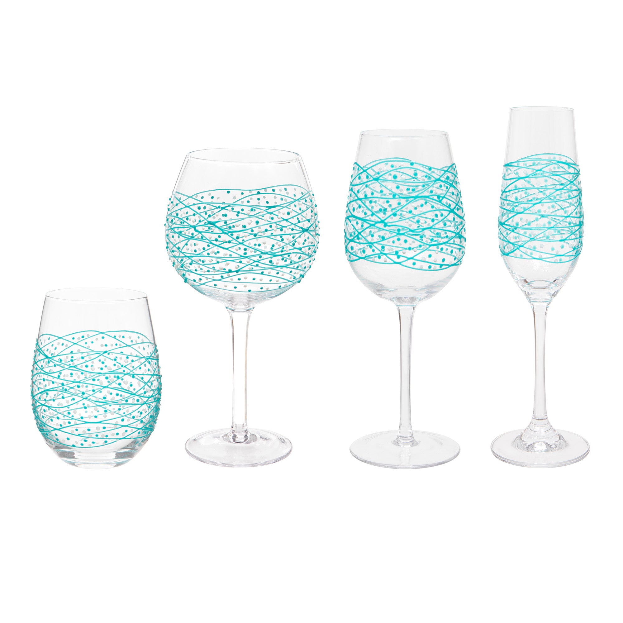 Hand Painted Turquoise Champagne Flute
