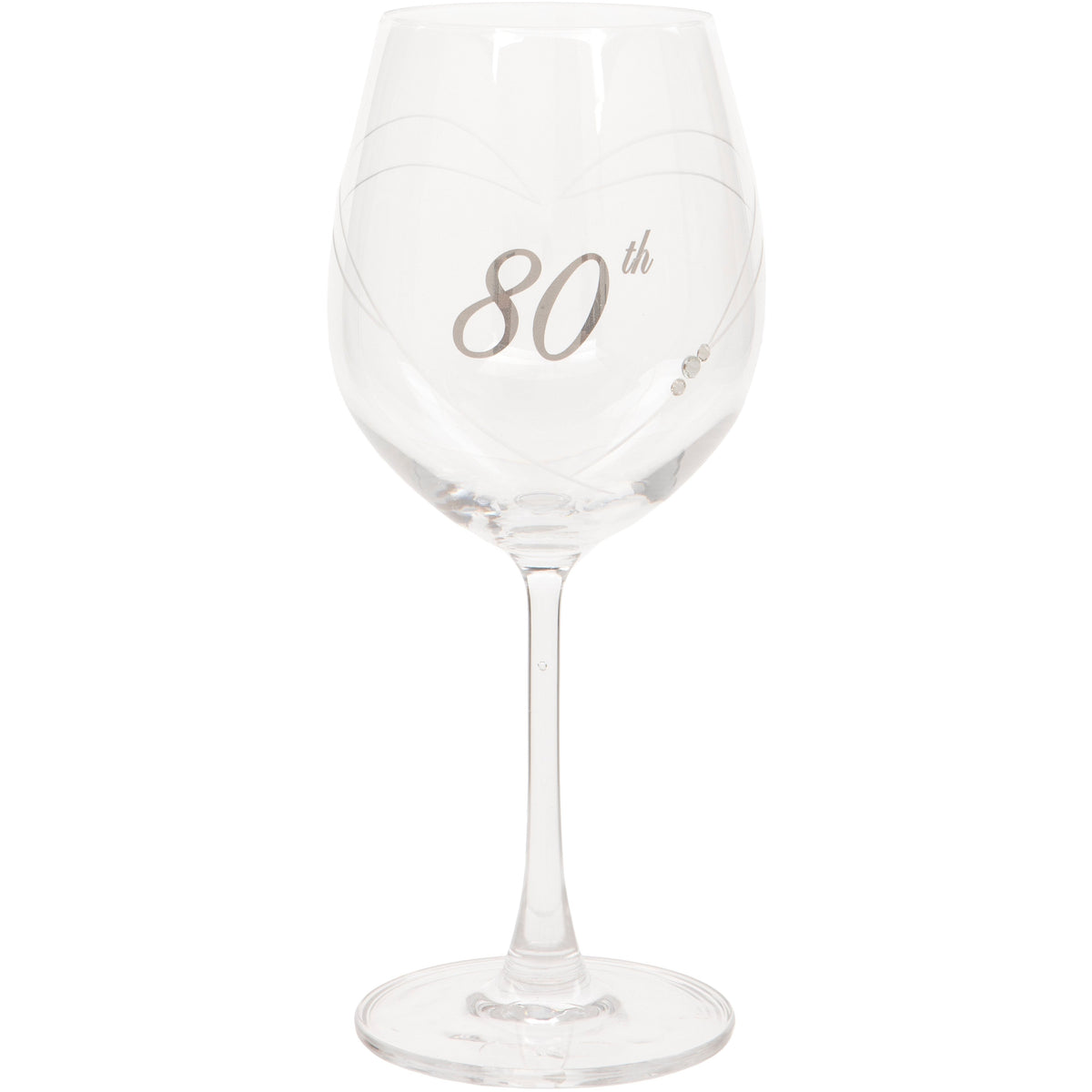 Etched Heart Wine Glass - 80th