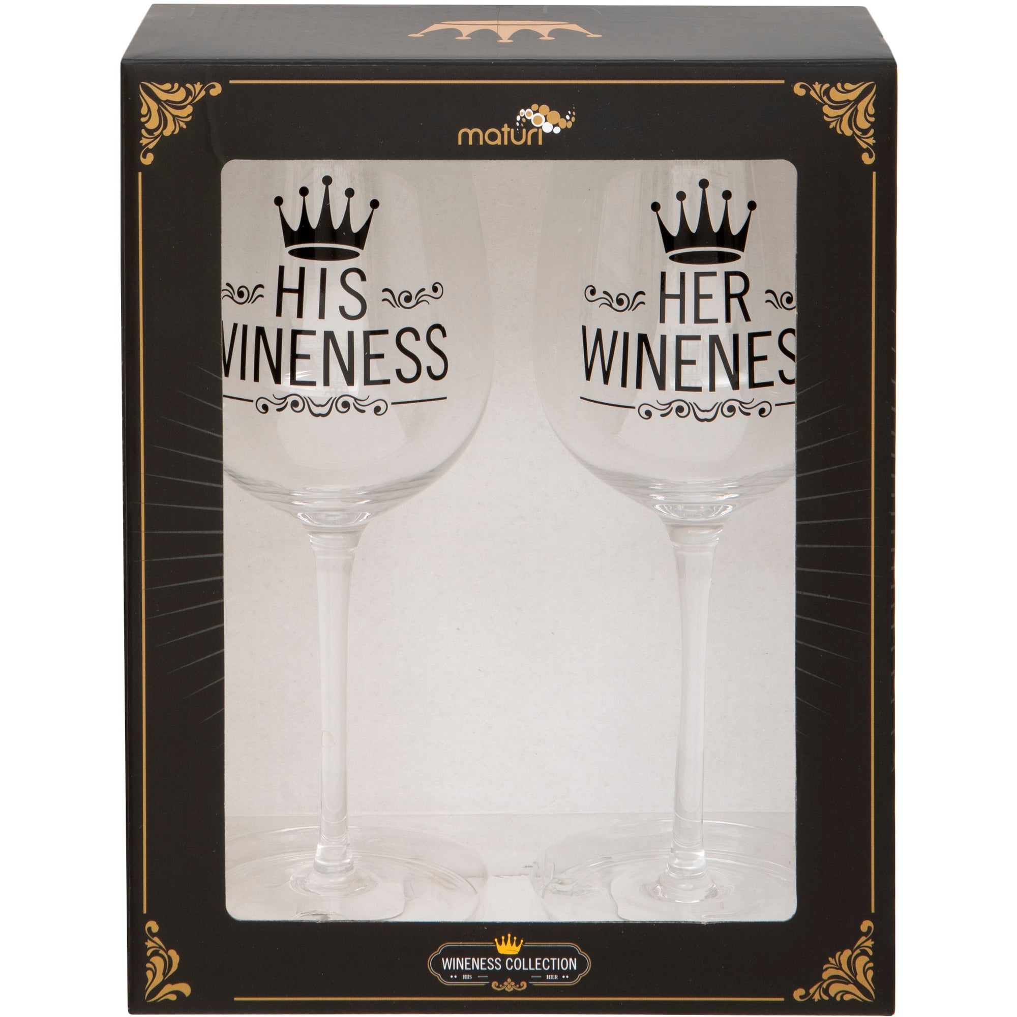 Set of Two - His/Her Wineness Wine Glasses