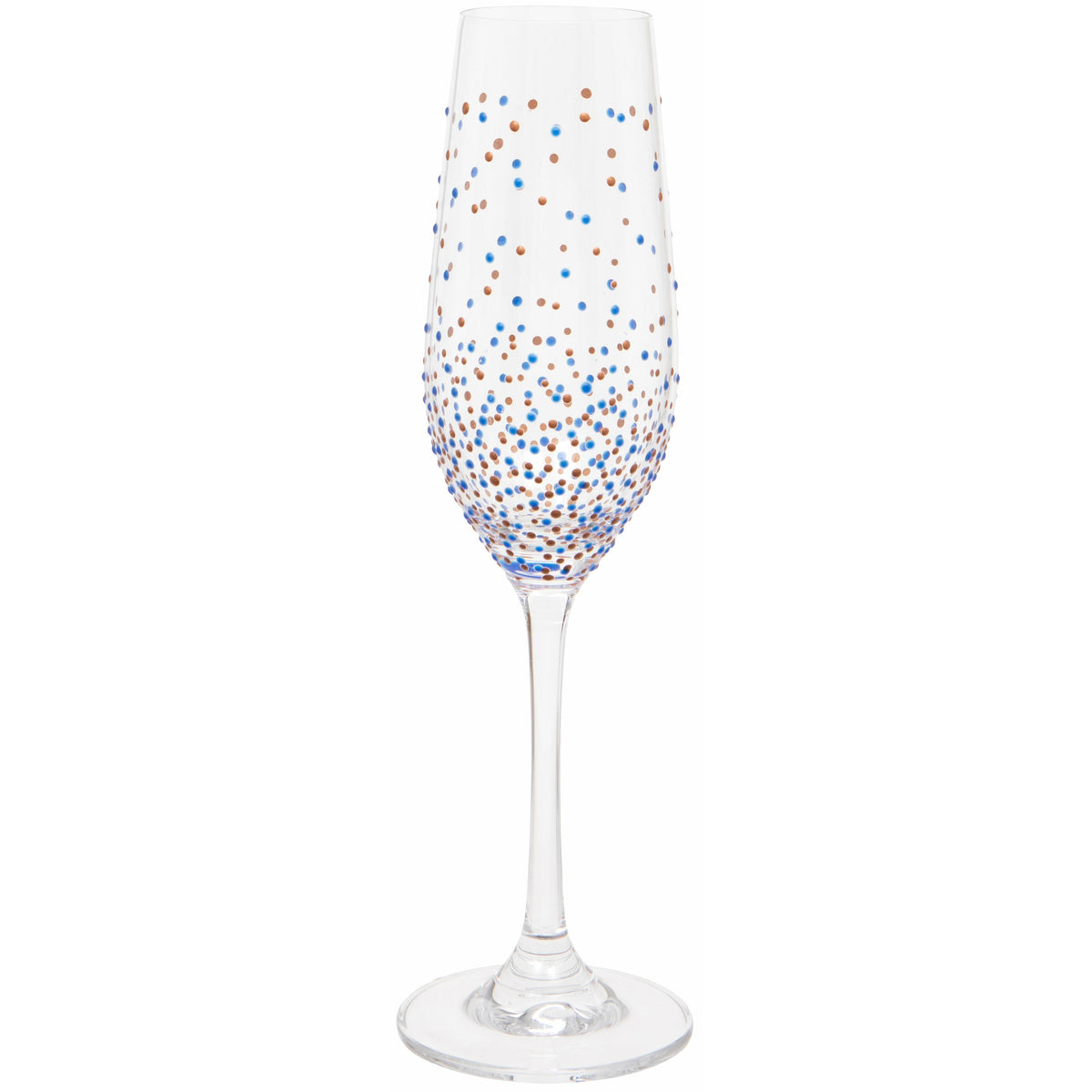 Hand Painted Blue Dot Champagne Flute