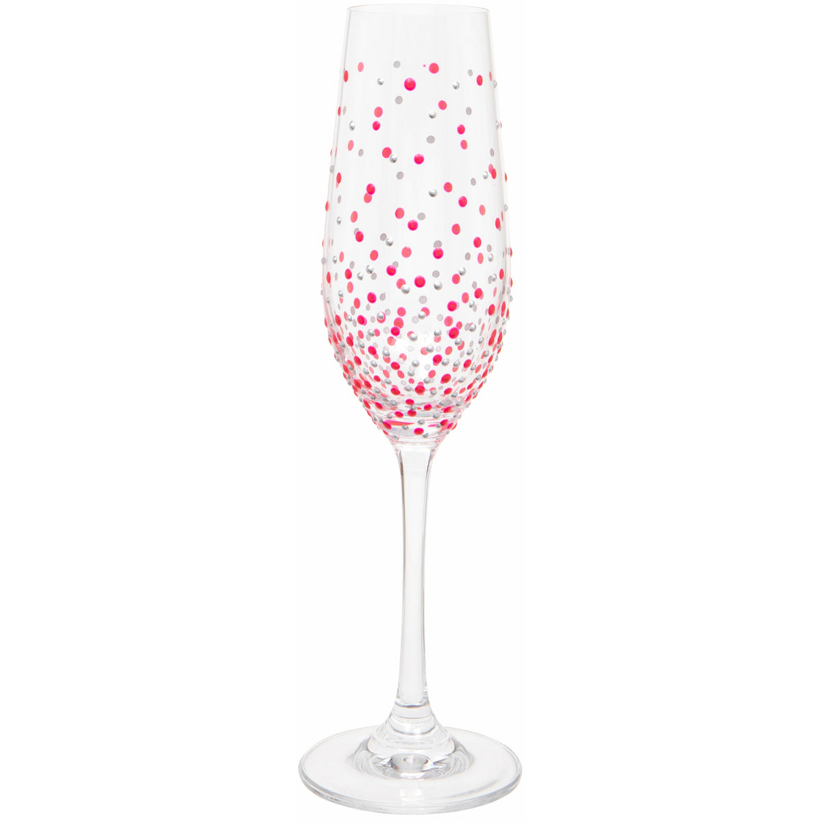 Hand Painted Red Dot Champagne Flute