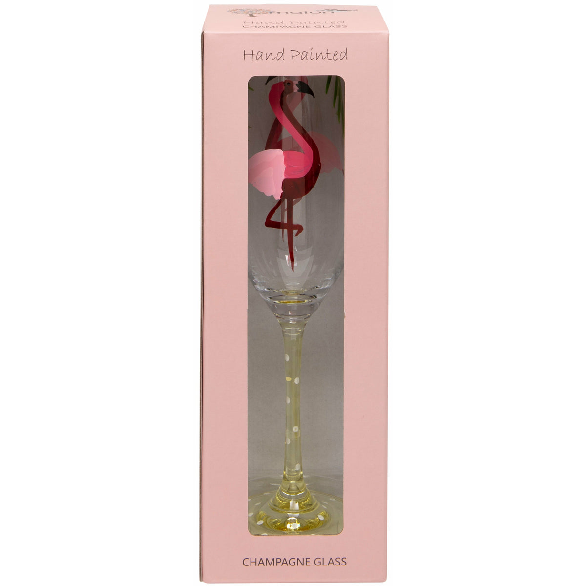 Hand Painted Flamingo Champagne Flute in Box