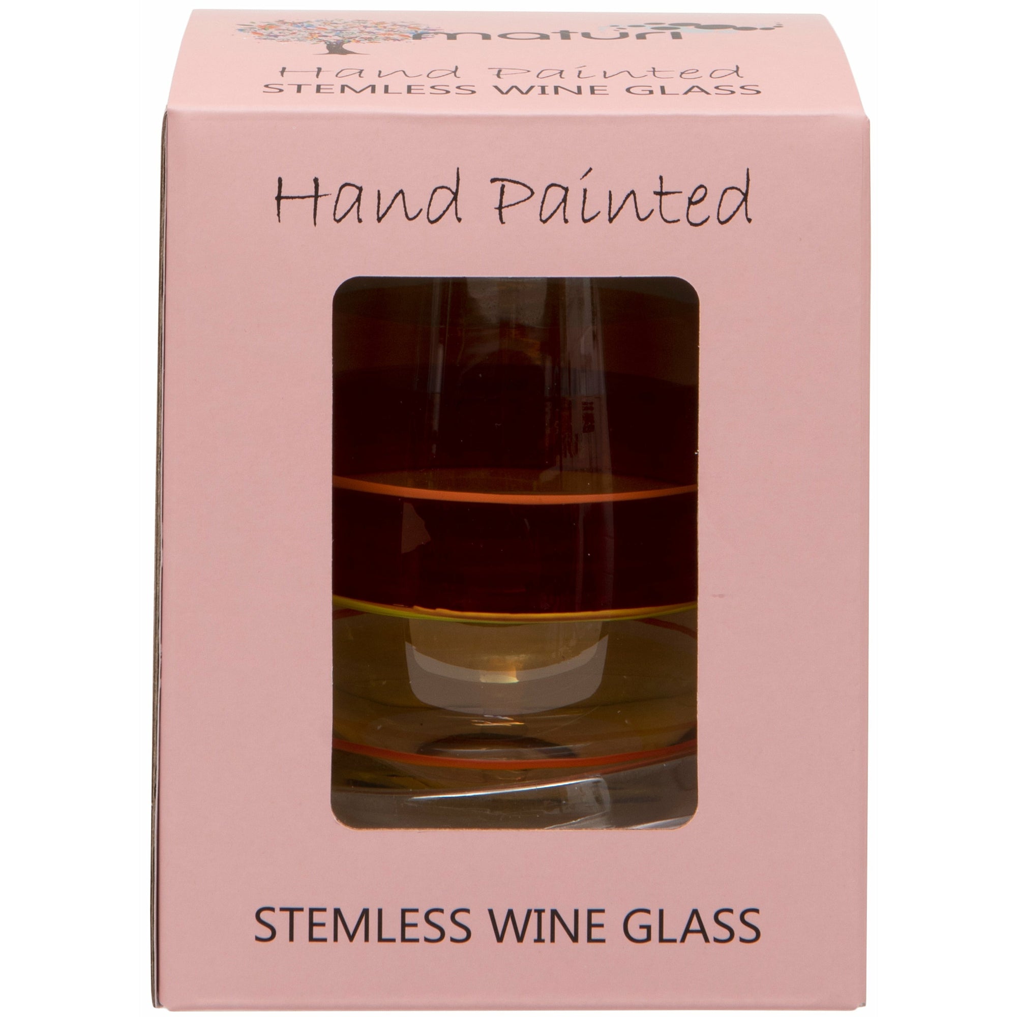 Hand Painted Light Stripe Stemless Wine Glass