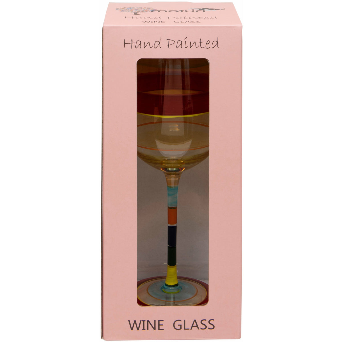 Hand Painted Light Stripe Wine Glass in Box