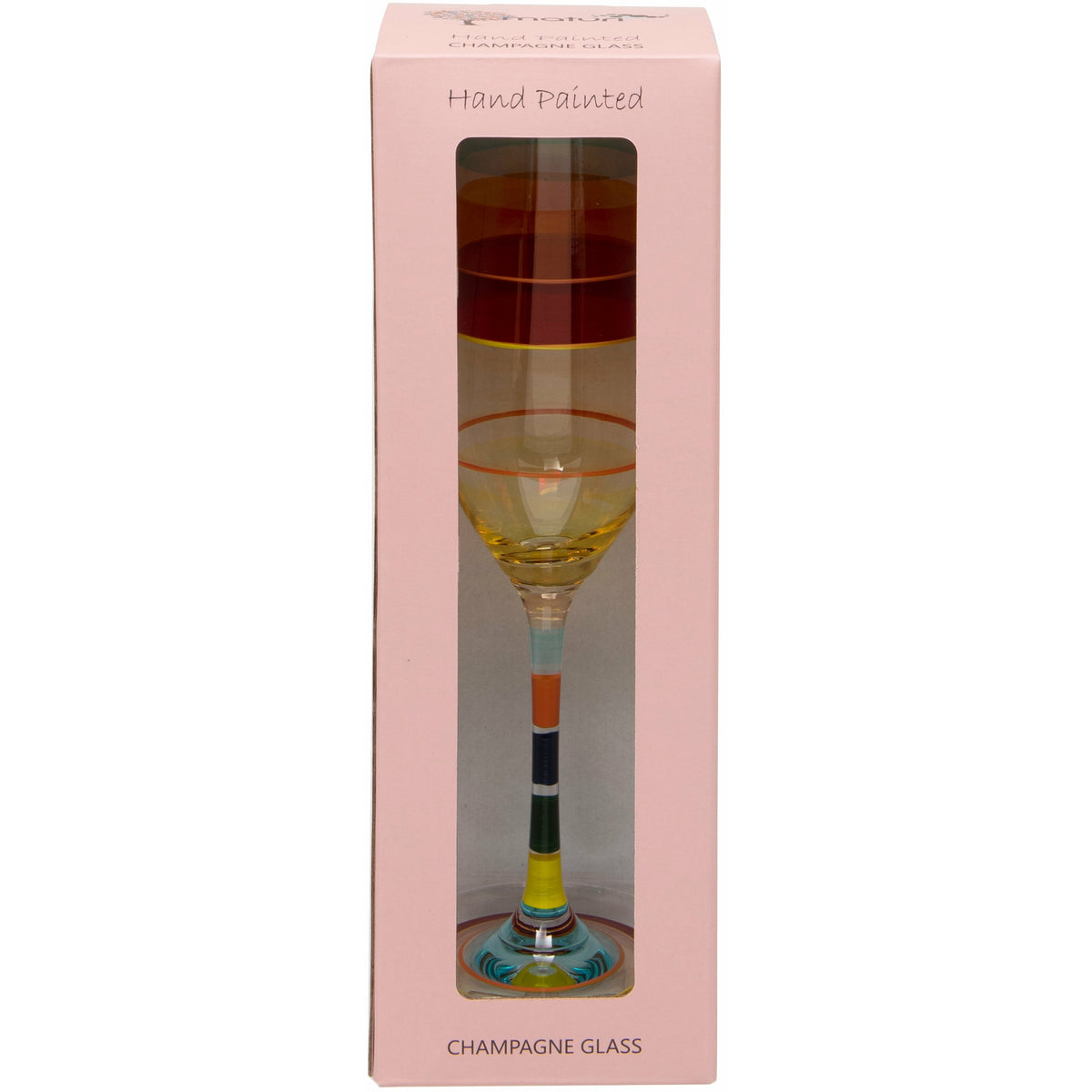 Hand Painted Light Stripe Champagne Flute in Box