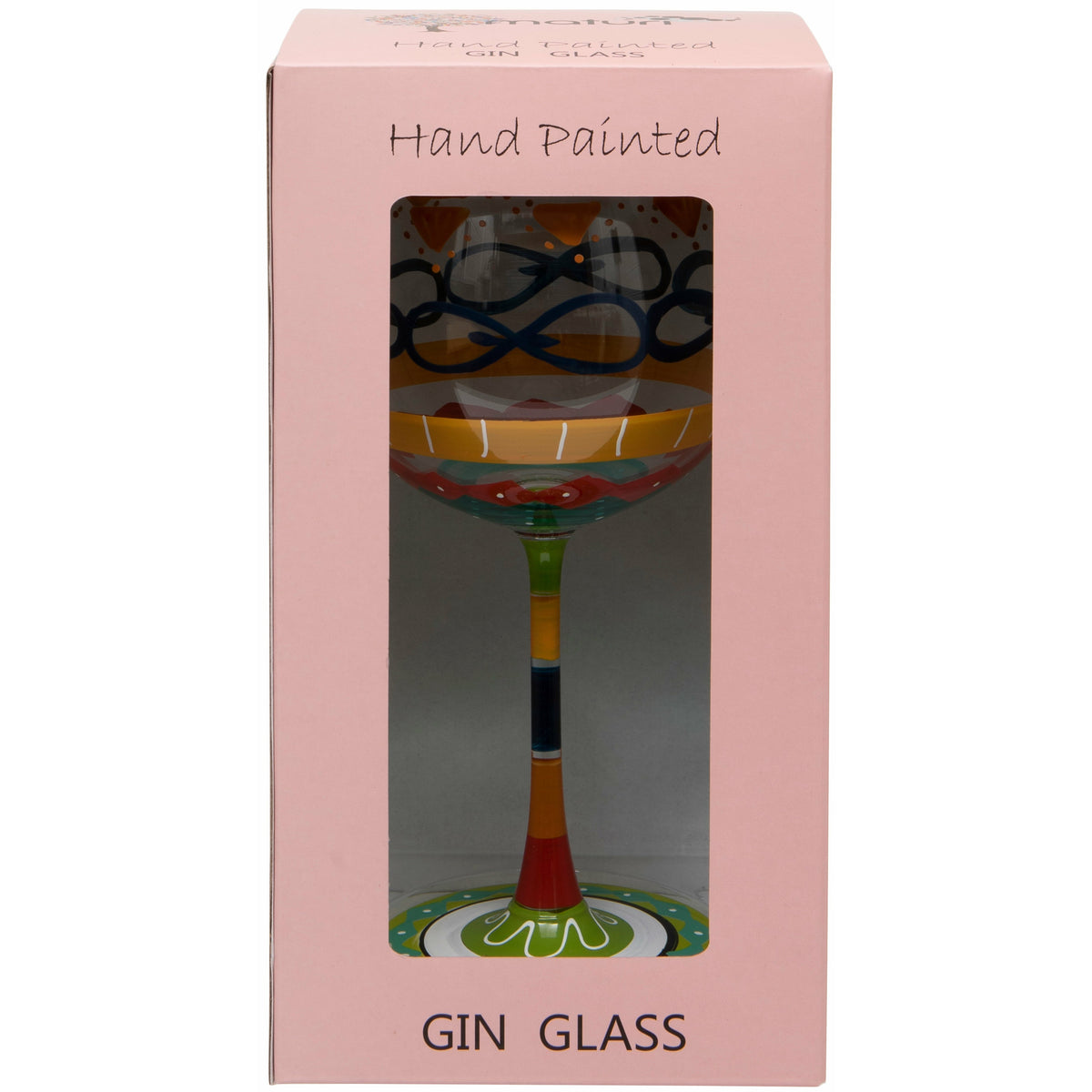 Hand Painted Multi Print Gin Glass in Box