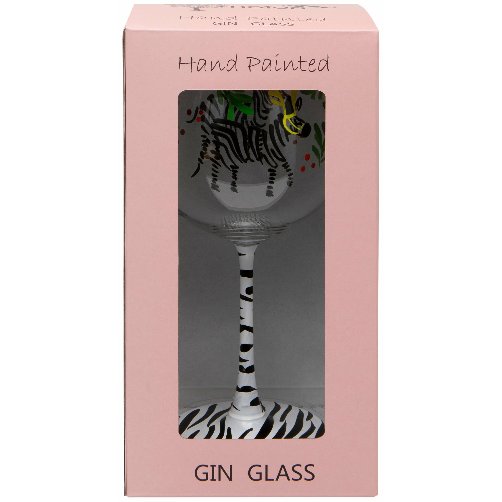Hand Painted Zebra Gin Glass