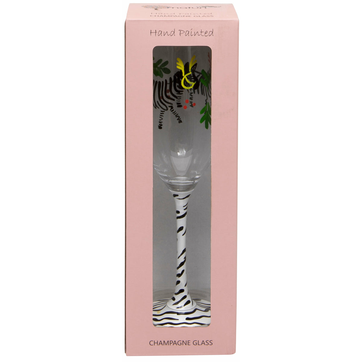 Hand Painted Zebra Champagne Flute in Box