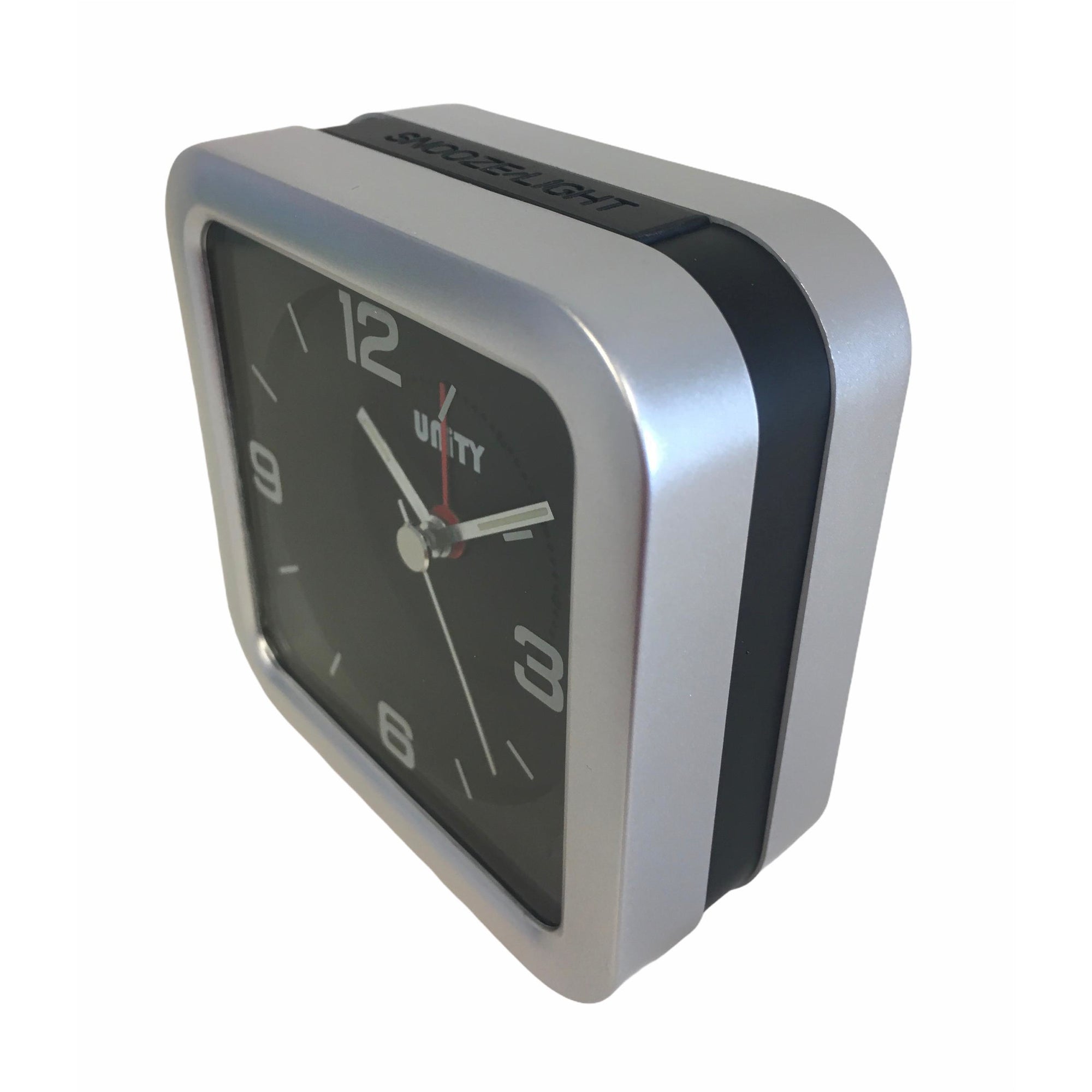 Square Beep Alarm Clock in Silver and Black