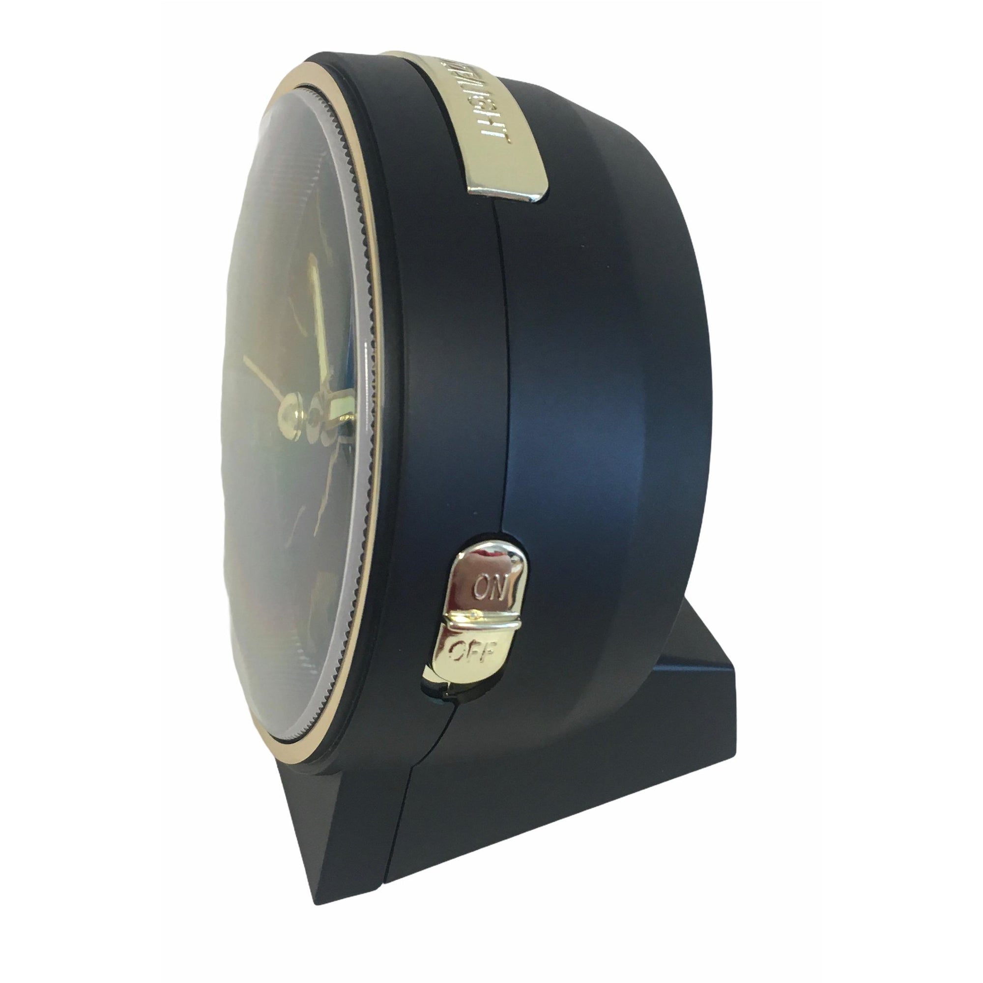 Bell Alarm Clock in Mat Black and Gold Detailing