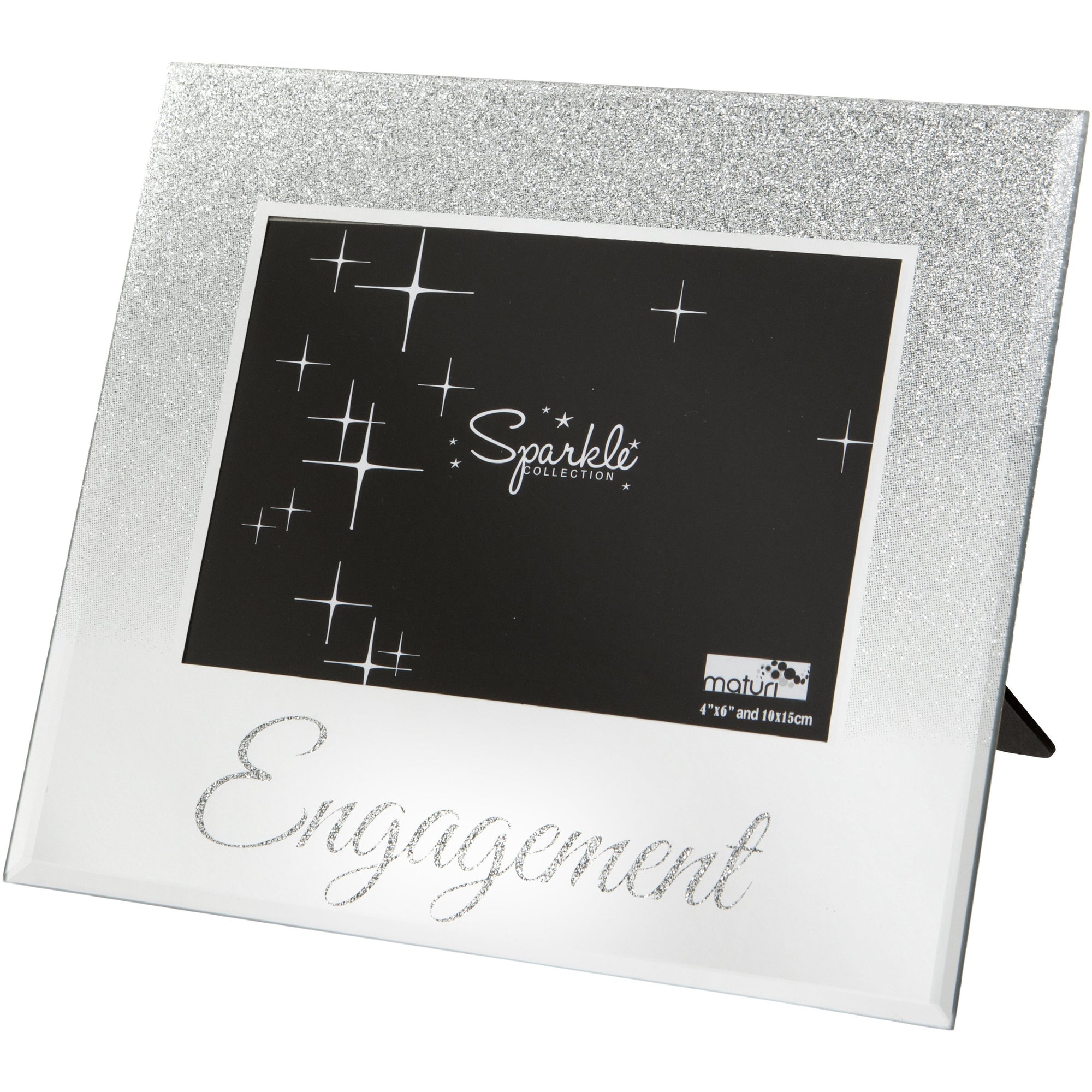 Mirrored Silver Glitter 6 x 4 Inch Photo Frame Engagement
