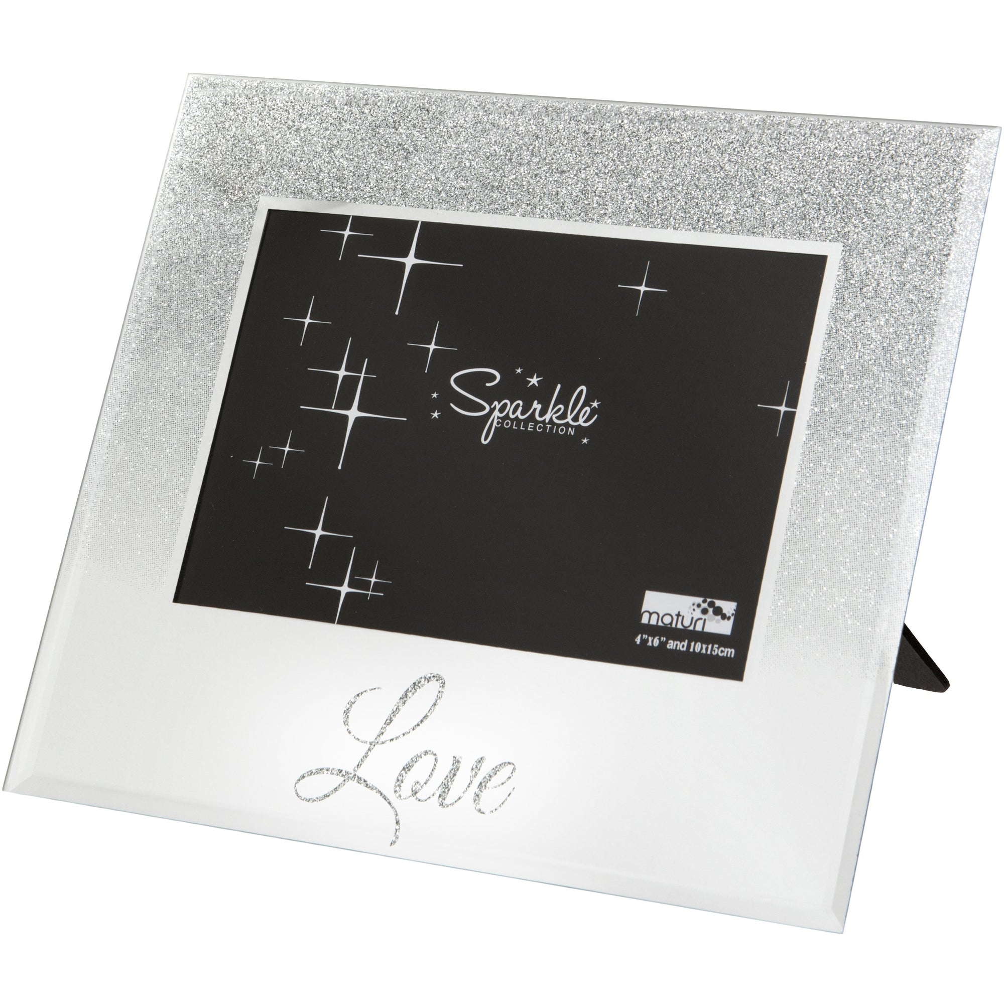 Love Mirrored Silver Glitter 6 x 4 Inch Photo Frame