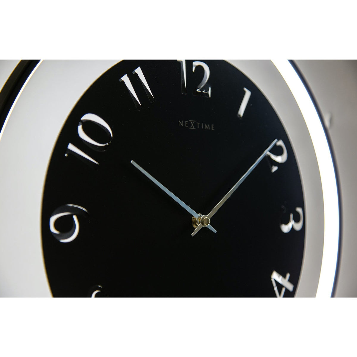 NeXtime - Table clock – 40 x 40.5 cm - Metal - Light unit- Black - &#39;Ting Table&#39;