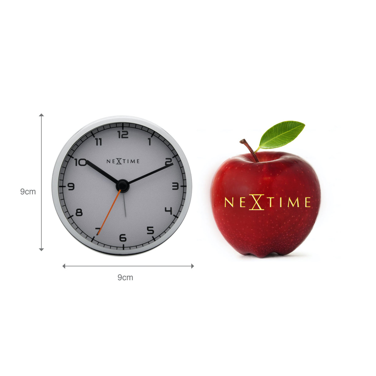 NeXtime - Alarm clock - 9 x 9 x 7.5 cm - Metal - White - &#39;Company Alarm&#39;