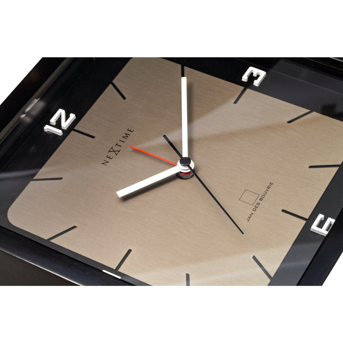 NeXtime - Table clock - 20 x 20 x 6 cm - Wood - Black - &#39;Square Alarm&#39;